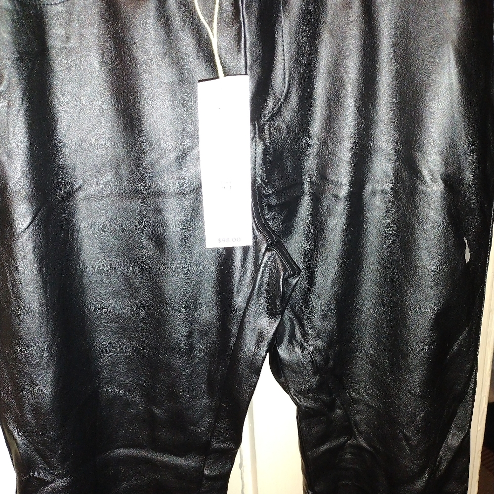 designer black faux leather leggings
